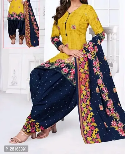 Designer Crepe Unstitched Dress Material Top With Bottom Wear And Dupatta Set For Women-thumb0