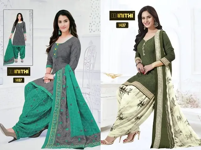 Beautiful American Crepe Dress Material with Dupatta Pack of 2