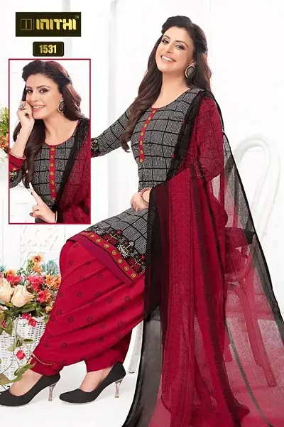 Beautiful American Crepe Dress Material with Dupatta