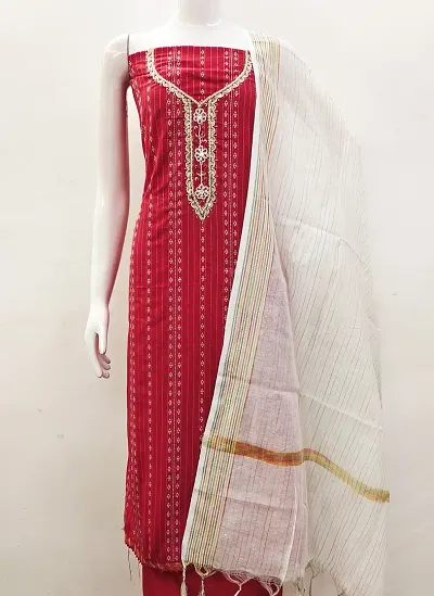 Stylish Jacquard Embroidered Unstitched Suit