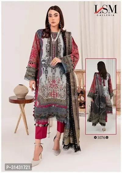 Stylish Cotton Printed Dress Material with Dupatta For Women-thumb0