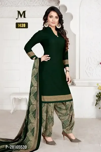 Designer Crepe Unstitched Dress Material Top With Bottom Wear And Dupatta Set For Women-thumb0