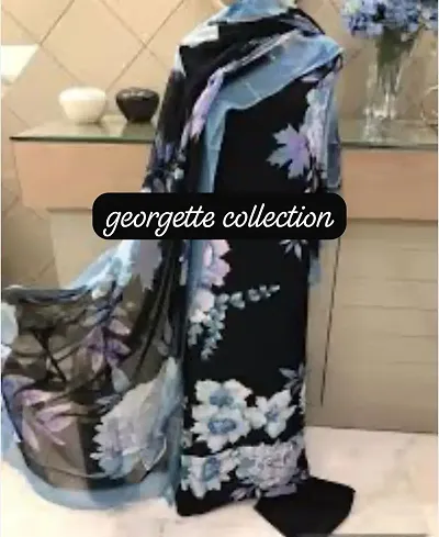 Fancy Georgette Dress Material With Dupatta For Women