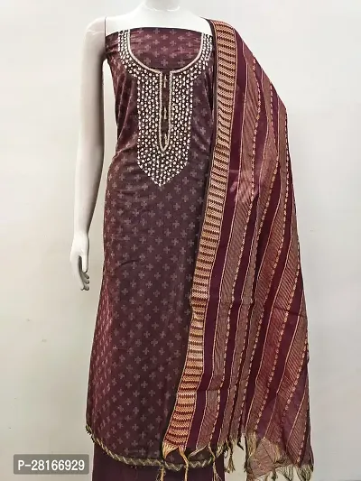 Designer Crepe Unstitched Dress Material Top With Bottom Wear And Dupatta Set For Women