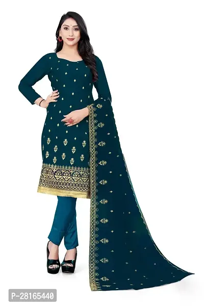 Designer Crepe Unstitched Dress Material Top With Bottom Wear And Dupatta Set For Women