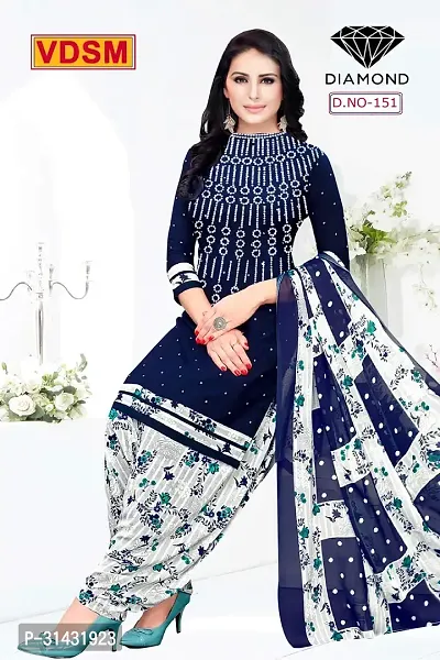 Stylish Art Silk Printed Unstitched Salwar Suit Material-thumb0