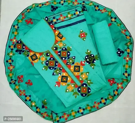 Elegant Turquoise Modal Embroidered Dress Material with Dupatta For Women-thumb0