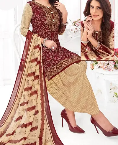 Stylish Crepe Printed Unstitched Suit