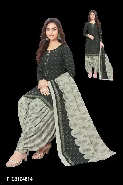 Designer Crepe Unstitched Dress Material Top With Bottom Wear And Dupatta Set For Women