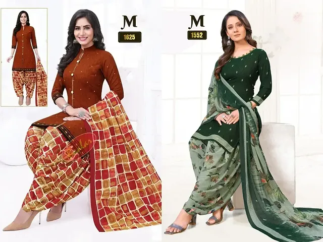 Beautiful Crepe Dress Material with Dupatta Pack Of 2