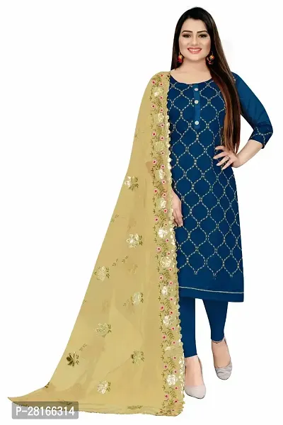 Designer Crepe Unstitched Dress Material Top With Bottom Wear And Dupatta Set For Women-thumb0