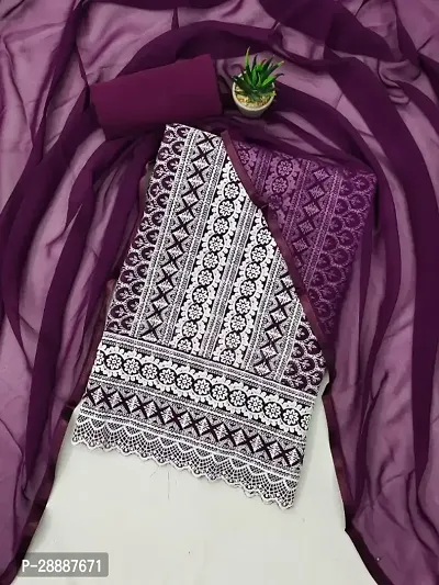 Elegant Purple Georgette  Dress Material with Dupatta For Women