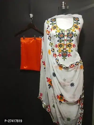 Elegant  Chanderi Silk Printed Dress Material with Dupatta For Women-thumb0