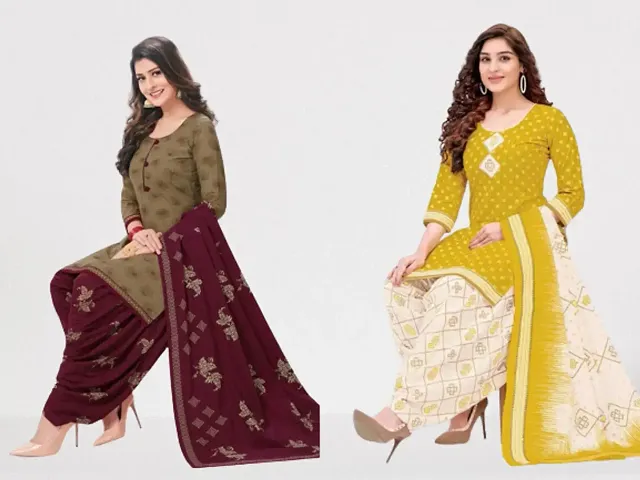 Beautiful American Crepe Dress Material with Dupatta Pack of 2