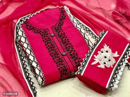 Elegant Multicoloured Cotton  Dress Material with Dupatta For Women