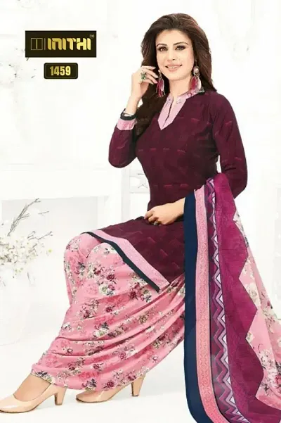 Casual Wear Solid Leon Crepe Patiala Dress Material