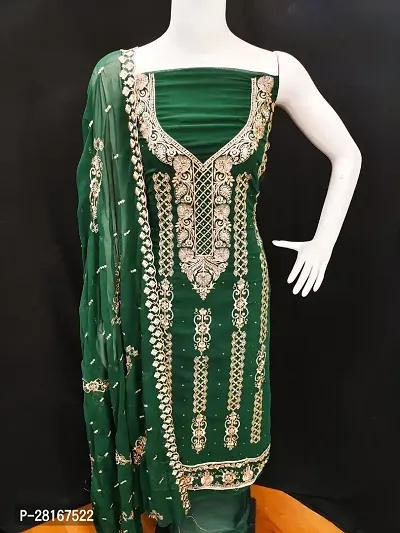 Designer Crepe Unstitched Dress Material Top With Bottom Wear And Dupatta Set For Women