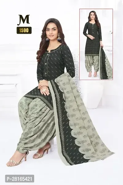 Designer Crepe Unstitched Dress Material Top With Bottom Wear And Dupatta Set For Women