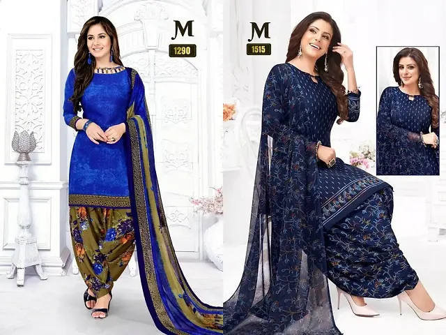 Beautiful Crepe Dress Material with Dupatta Pack of 2