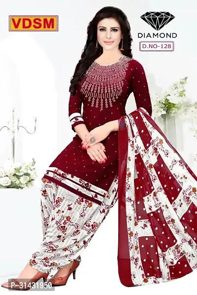 Stylish Art Silk Printed Unstitched Salwar Suit Material-thumb0