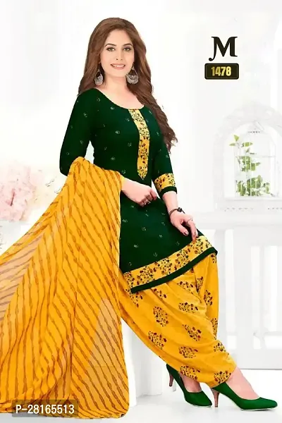 Designer Crepe Unstitched Dress Material Top With Bottom Wear And Dupatta Set For Women