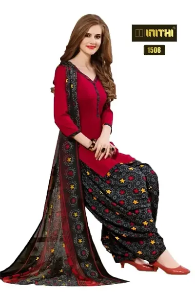 Elegant Crepe Dress Material with Dupatta For Women