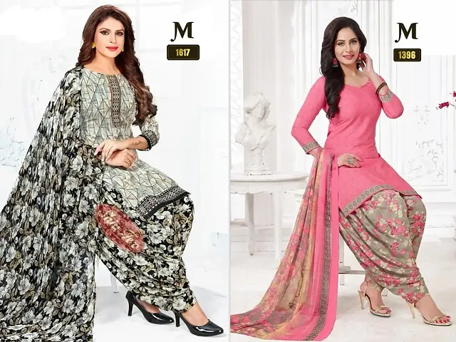 Beautiful Crepe Dress Material with Dupatta Pack Of 2