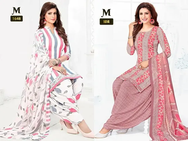 Beautiful Crepe Dress Material with Dupatta Pack Of 2