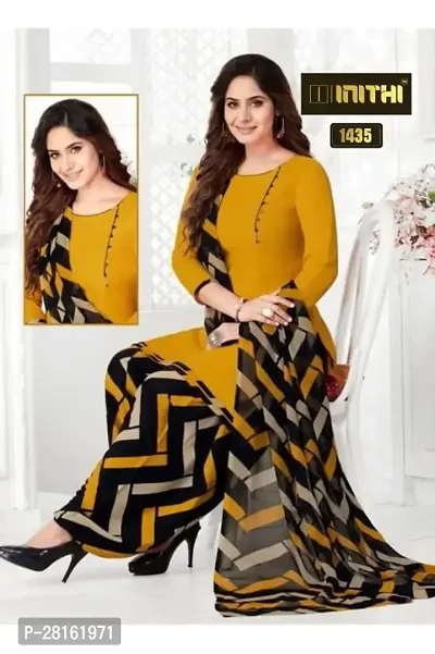 Designer American Crepe Unstitched Dress Material Top With Bottom Wear And Dupatta Set For Women