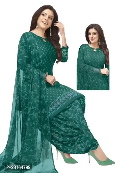 Designer Crepe Unstitched Dress Material Top With Bottom Wear And Dupatta Set For Women