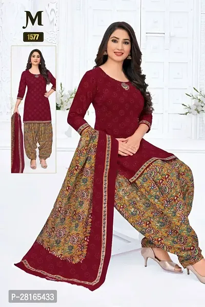 Designer Crepe Unstitched Dress Material Top With Bottom Wear And Dupatta Set For Women-thumb0