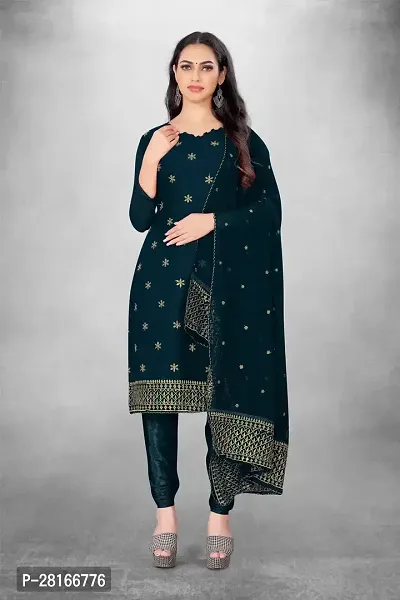 Designer Crepe Unstitched Dress Material Top With Bottom Wear And Dupatta Set For Women