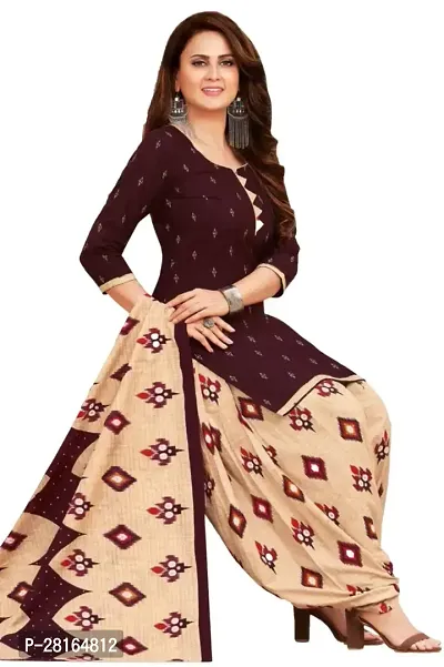 Designer Crepe Unstitched Dress Material Top With Bottom Wear And Dupatta Set For Women-thumb0