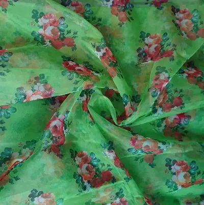 Sap Style Foil Printed Organza Fabric (Unstitched) for Dresses, Kurtis, Dupatta, Tops, Lehenga