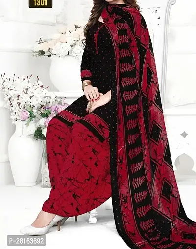 Designer Crepe Unstitched Dress Material Top With Bottom Wear And Dupatta Set For Women