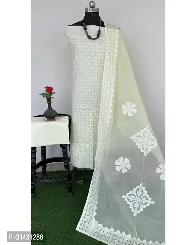 Elegant Cotton Applique Dress Material with Dupatta For Women