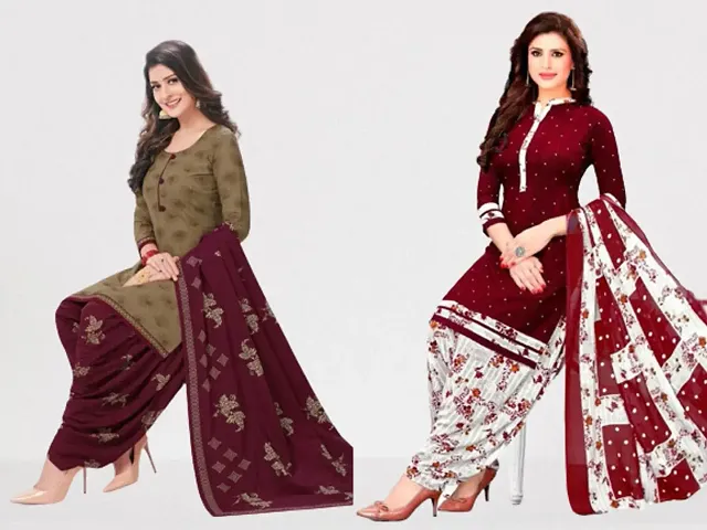 Beautiful American Crepe Dress Material with Dupatta Pack of 2