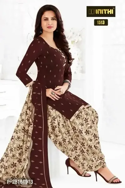 Designer American Crepe Unstitched Dress Material Top With Bottom Wear And Dupatta Set For Women