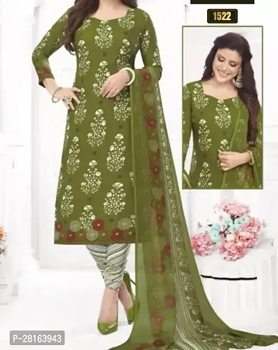 Designer Crepe Unstitched Dress Material Top With Bottom Wear And Dupatta Set For Women-thumb0