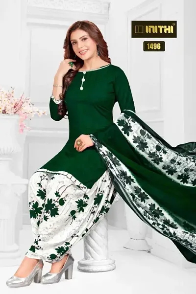 Elegant Crepe Dress Material with Dupatta For Women