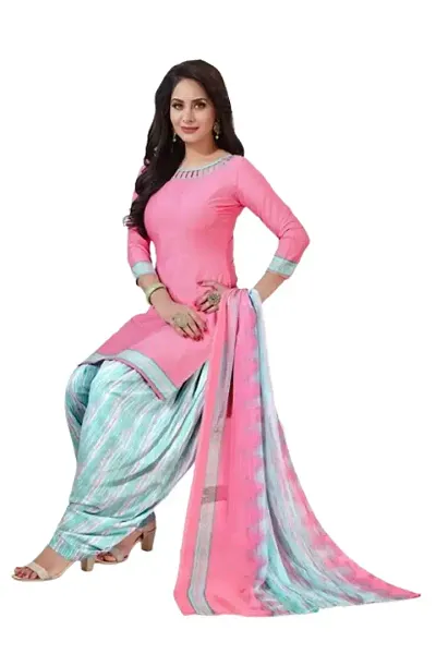 Womens Traditional American Crepe Unstitched Salwar Suit with Dupatta Set