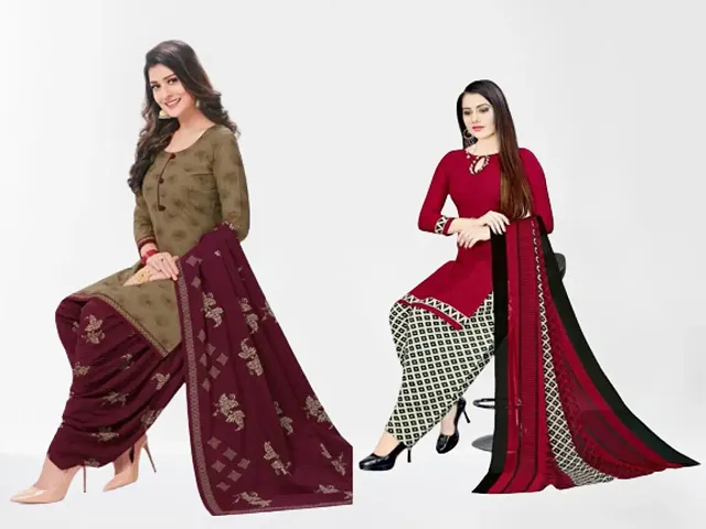 Beautiful American Crepe Dress Material with Dupatta Pack of 2