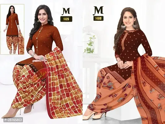 Designer Crepe Unstitched Dress Material Top With Bottom Wear And Dupatta Set For Women Pack Of 2