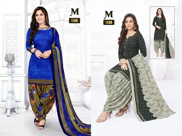 Beautiful Crepe Dress Material with Dupatta Pack of 2