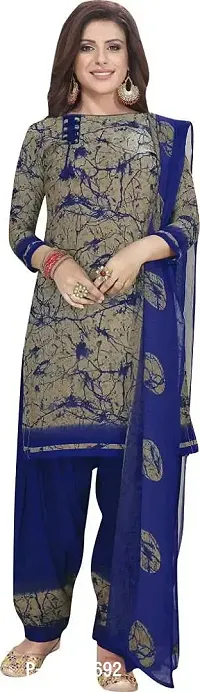 Designer Crepe Unstitched Dress Material Top With Bottom Wear And Dupatta Set For Women