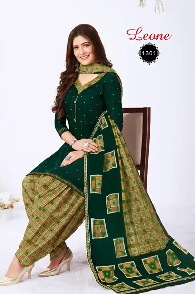 Womens Traditional American Crepe Unstitched Salwar Suit with Dupatta Set