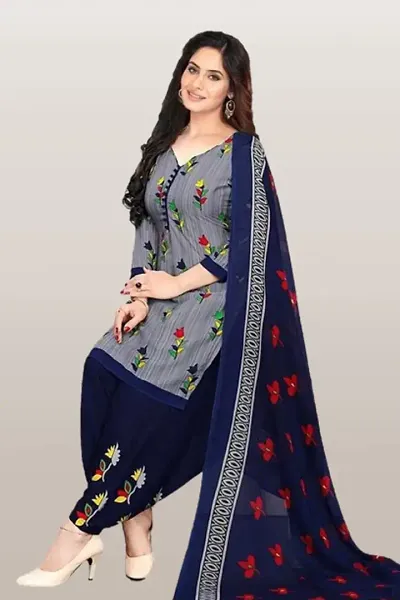 Elegant Crepe Dress Material with Dupatta For Women