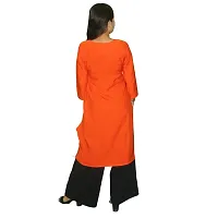 Snowlife Round Neck Colour, Womens Stylish and Fancy Solid Plain Rayon Straight Round Neck Formal Office wear as Well as Casual wear Kurtis with 3/4th Sleeves (S) Orange-thumb2