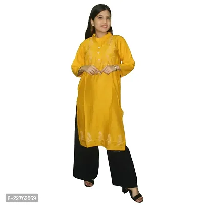 Snowlife NOMAN KURTIES, Colour, Womens Stylish and Fancy Solid Plain Rayon Straight Round Neck Formal Office wear as Well as Casual wear Kurtis with 3/4th Sleeves-thumb0