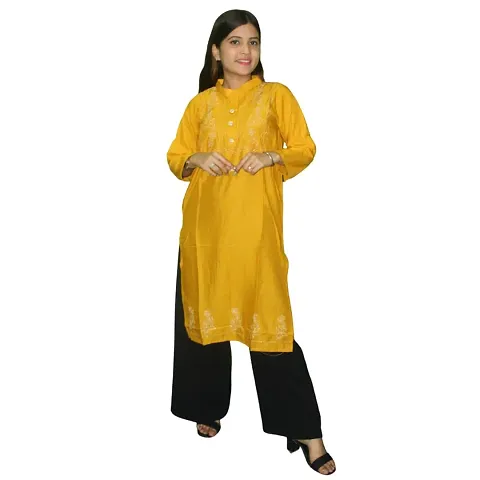 Snowlife NOMAN KURTIES, Colour, Womens Stylish and Fancy Solid Plain Rayon Straight Round Neck Formal Office wear as Well as Casual wear Kurtis with 3/4th Sleeves